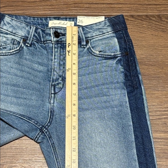 Unpublished Heather Two Tone High Waist Mom Jeans NWT Size 26 Light & Dark Denim - Picture 7 of 9